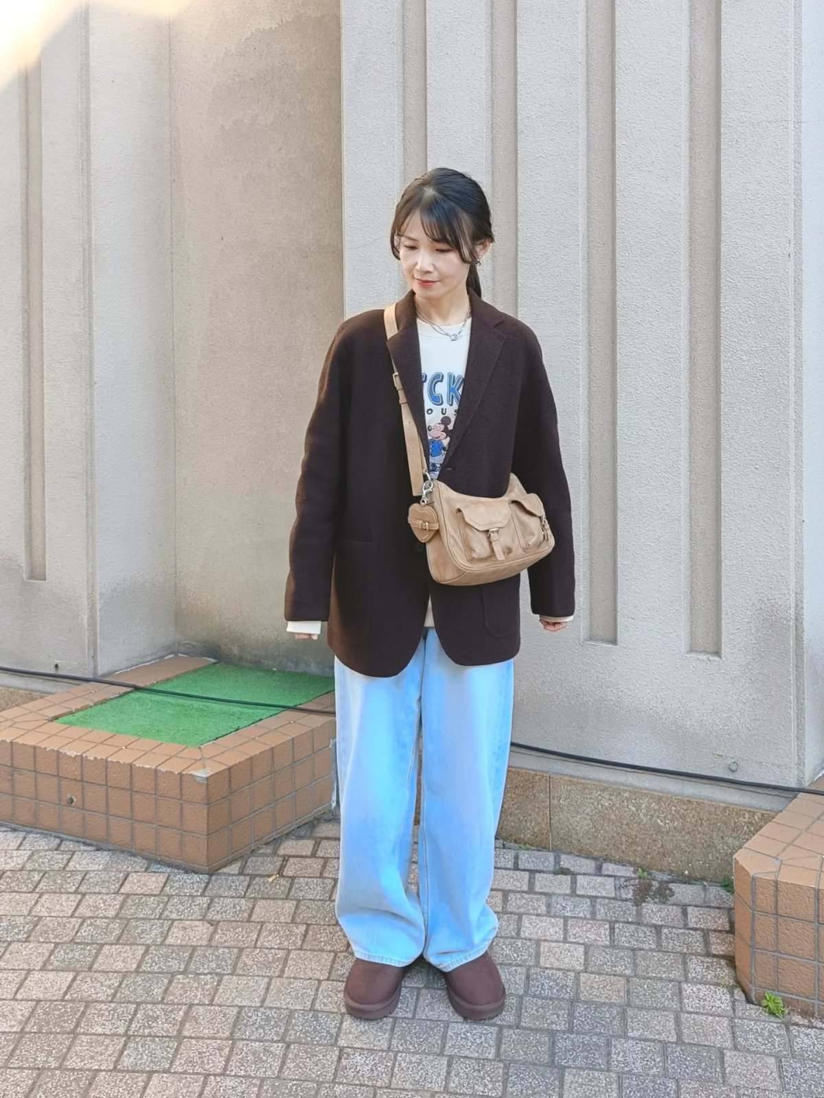 プリントトップス×ジャケット