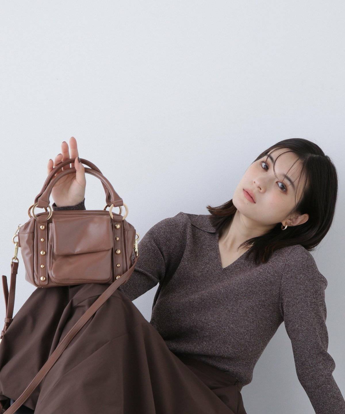 ブラウンのグラデーションコーデに