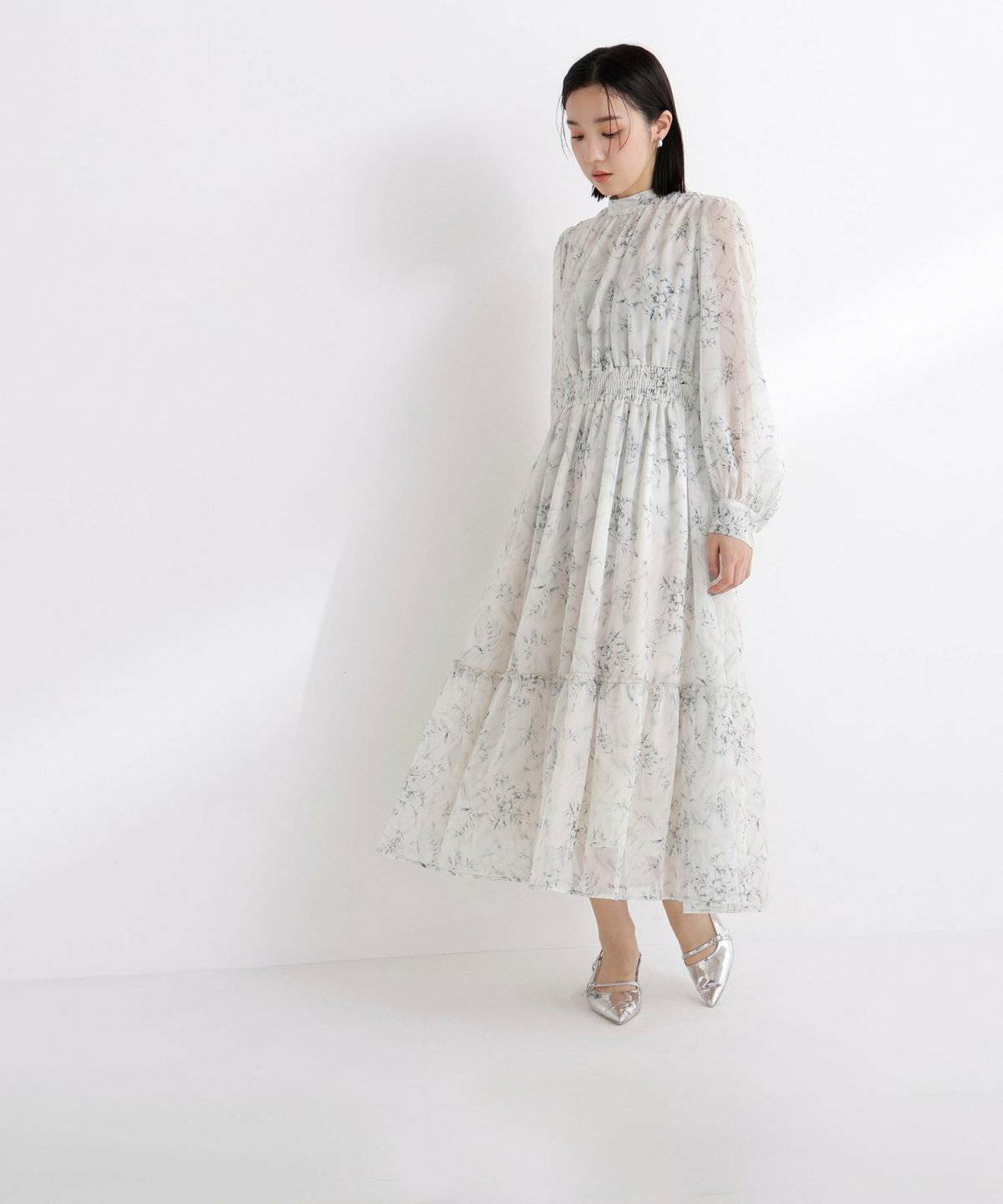 シフォンワンピースコーデ