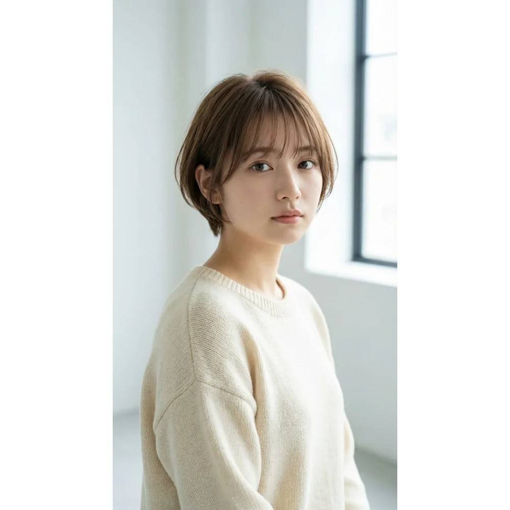 大人の耳掛けマッシュショートボブ