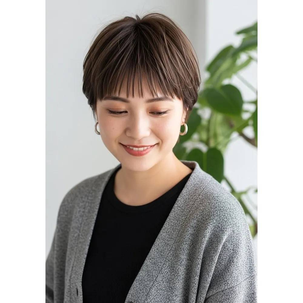 スモーキーブラウンのシャギーショート