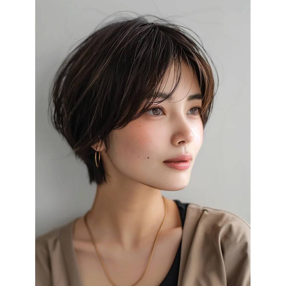 シアーな前髪の丸みくびれショート