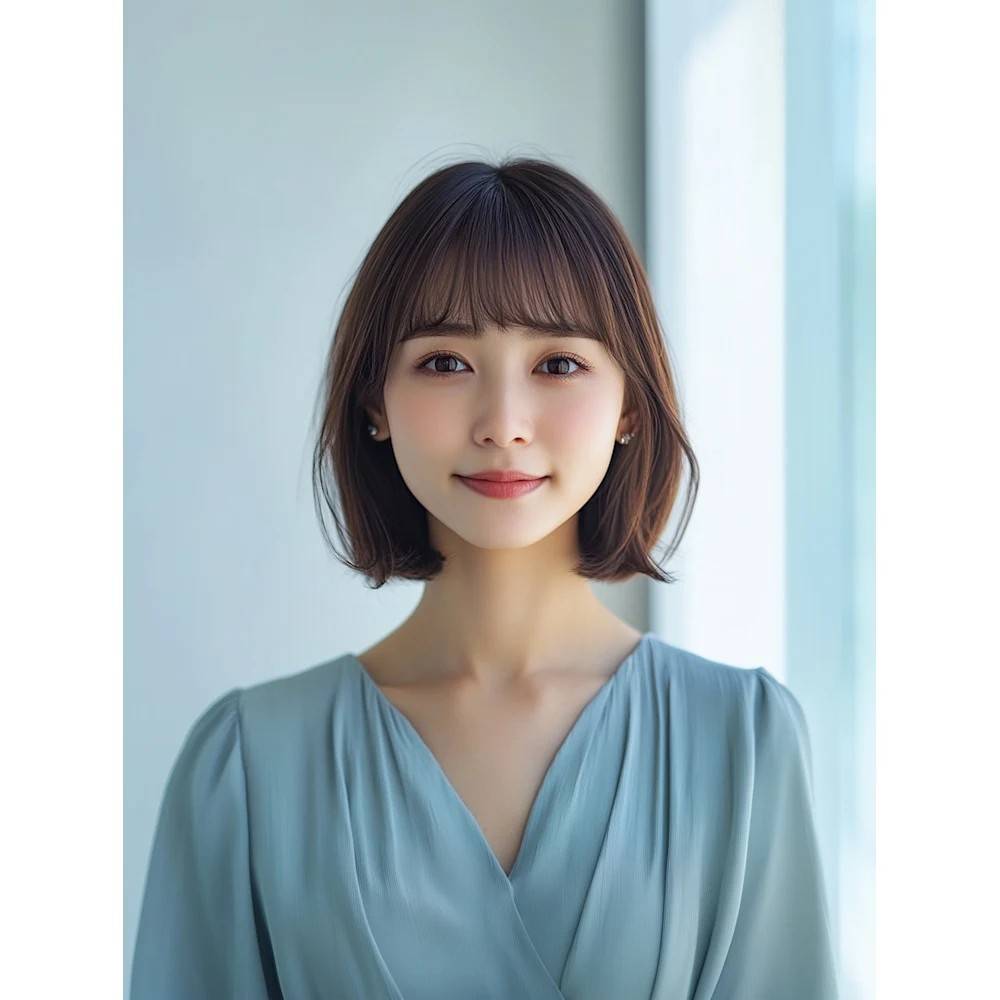 重めレイヤーのナチュラルボブ