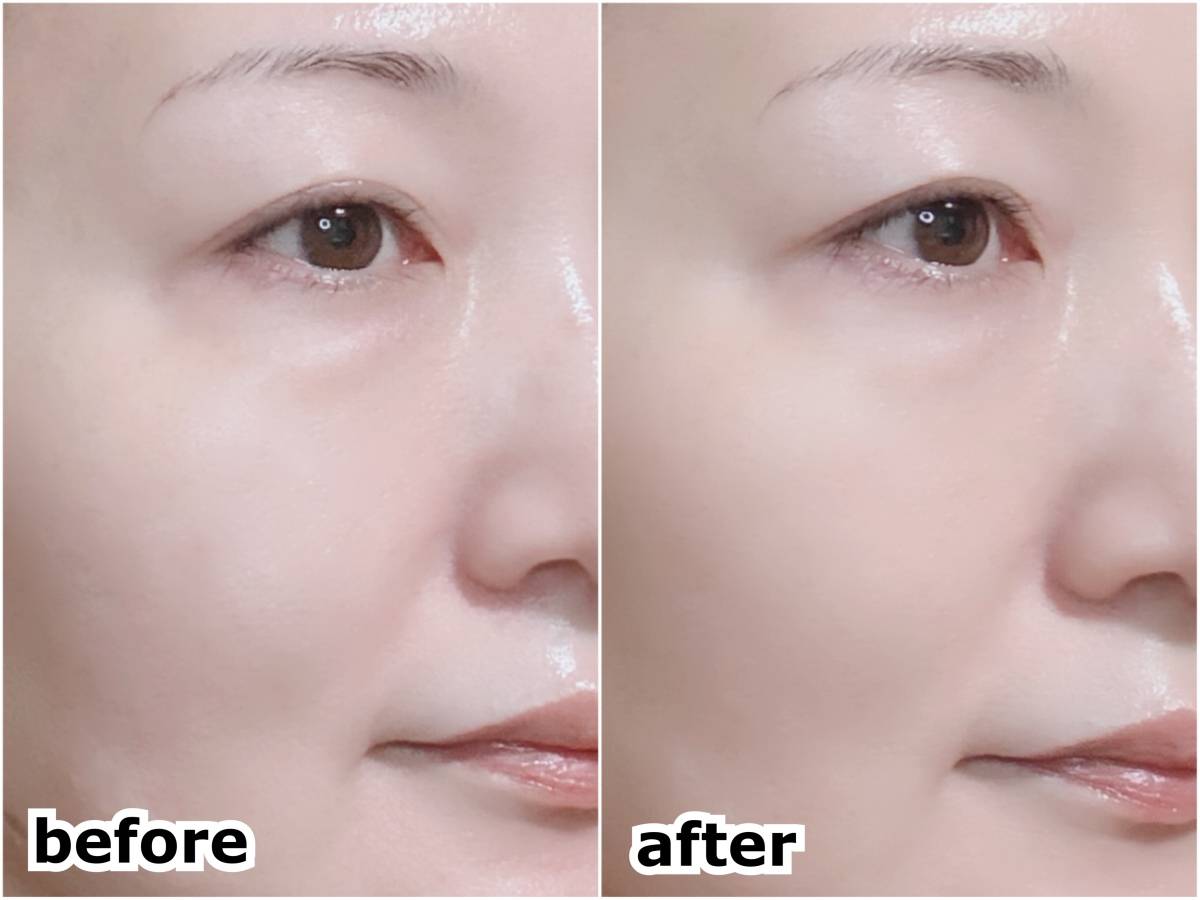 &nd by rom&nd アンドバイロムアンド Greige グレージュシリーズ メロウスキンリキッドファンデーション BE02ナチュラル 塗布前 塗布後 before after 筆者顔