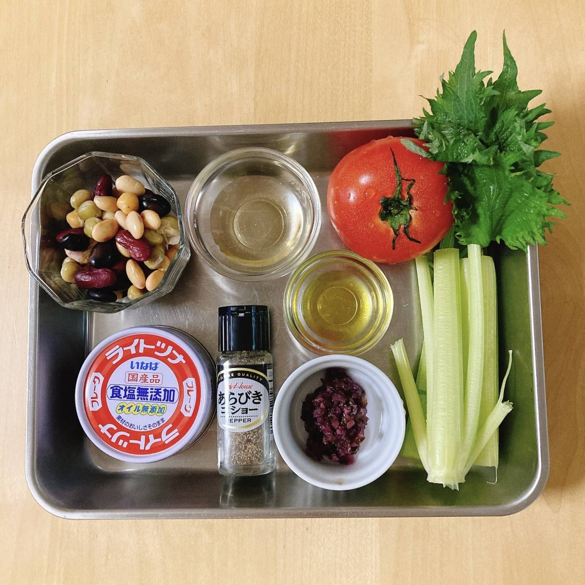 いなば公式の「ツナとビーンズのチョップドサラダ」のレシピ