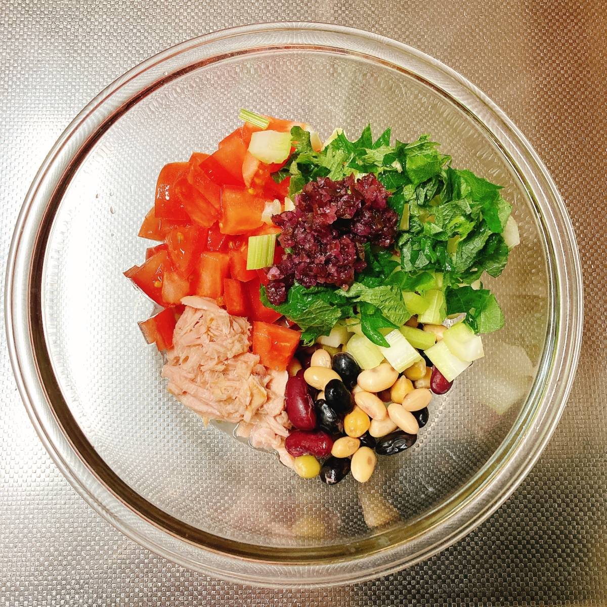 いなば公式の「ツナとビーンズのチョップドサラダ」のレシピ