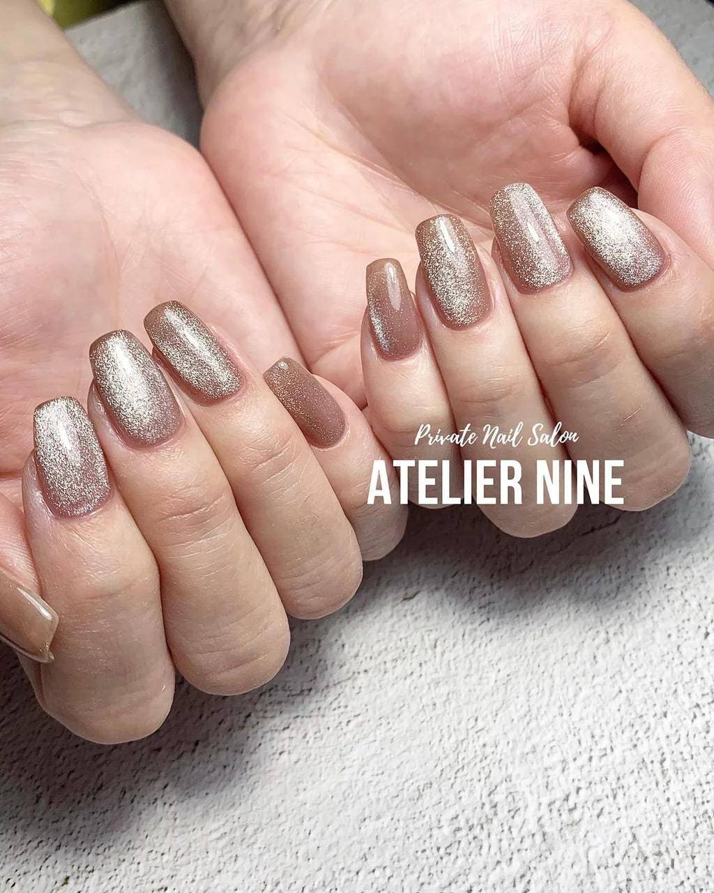 血色ブラウン×マグネットネイル