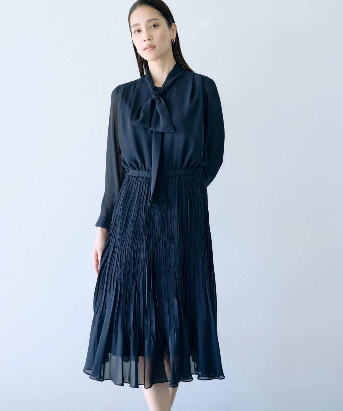 ROPE' ジョーゼットシフォンプリーツワンピース