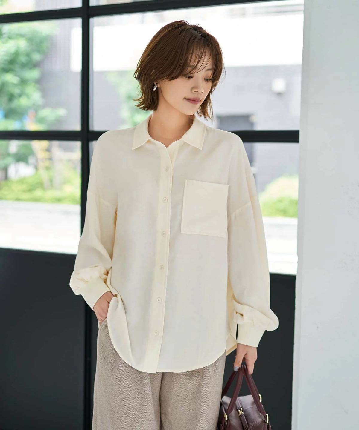 STYLE DELI シワFREEスルスル袖リブシャツ