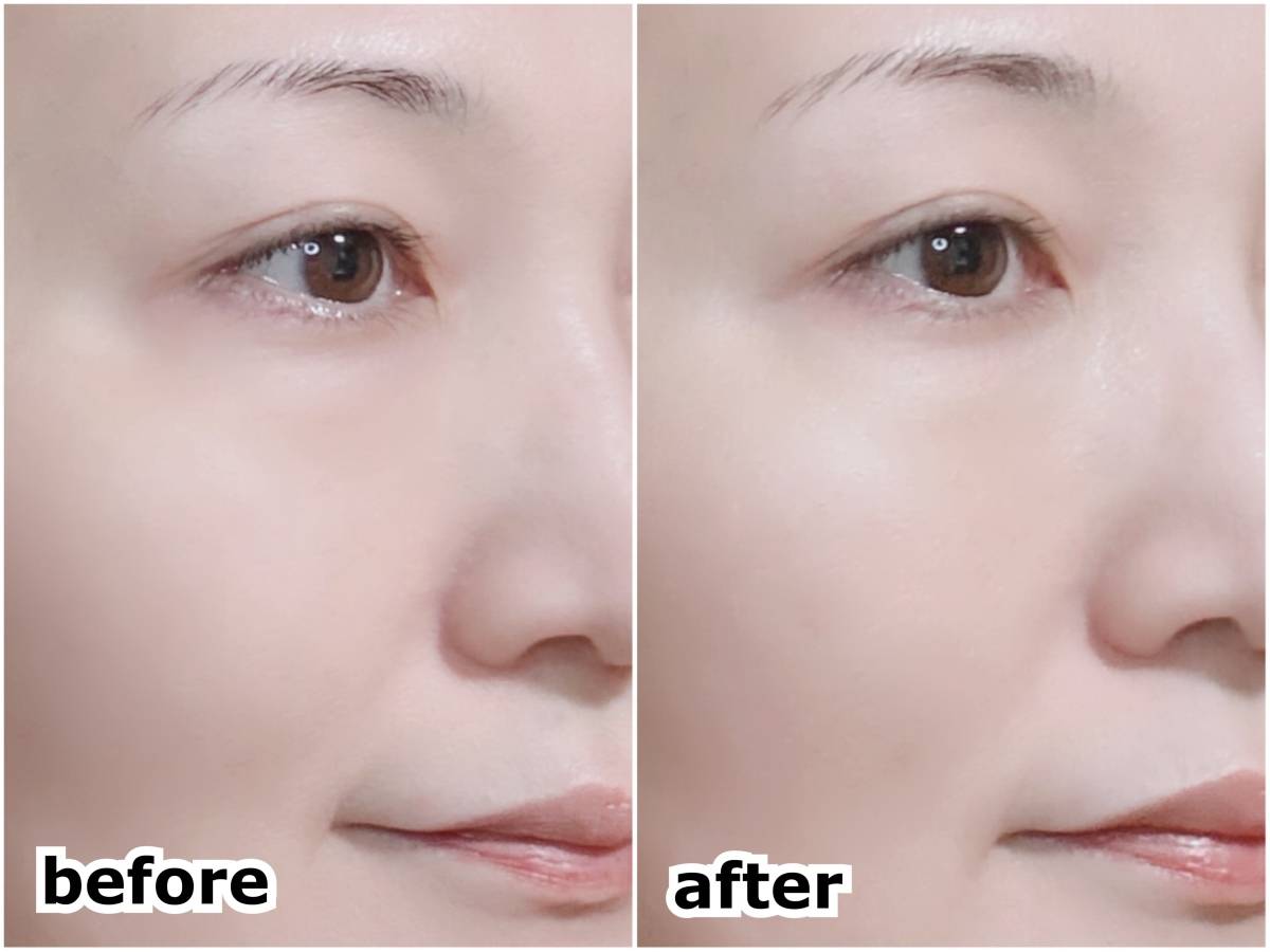 &nd by rom&nd アンドバイロムアンド Greige グレージュシリーズ コンフォートルースパウダー CL01クリア 塗布前 塗布後 before after 筆者顔