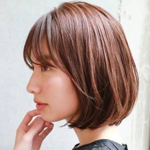  ツヤ見えブラウンカラーボブ 