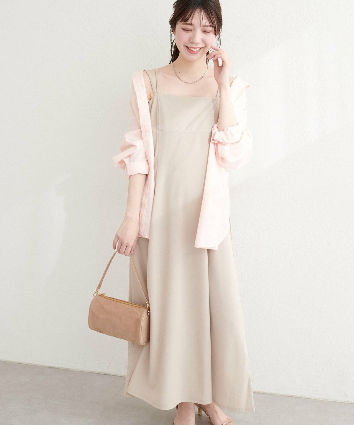 natural couture カットジョーゼットキャミワンピース