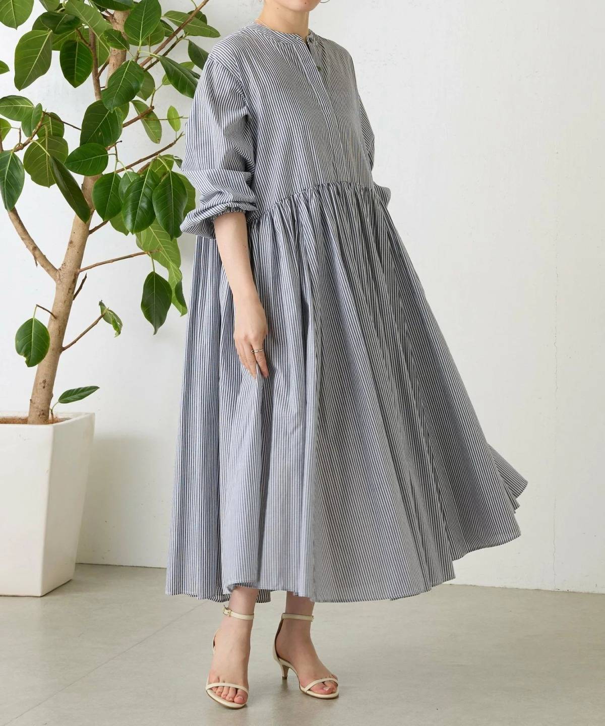 BEARDSLEY 先染めギャザーワンピース