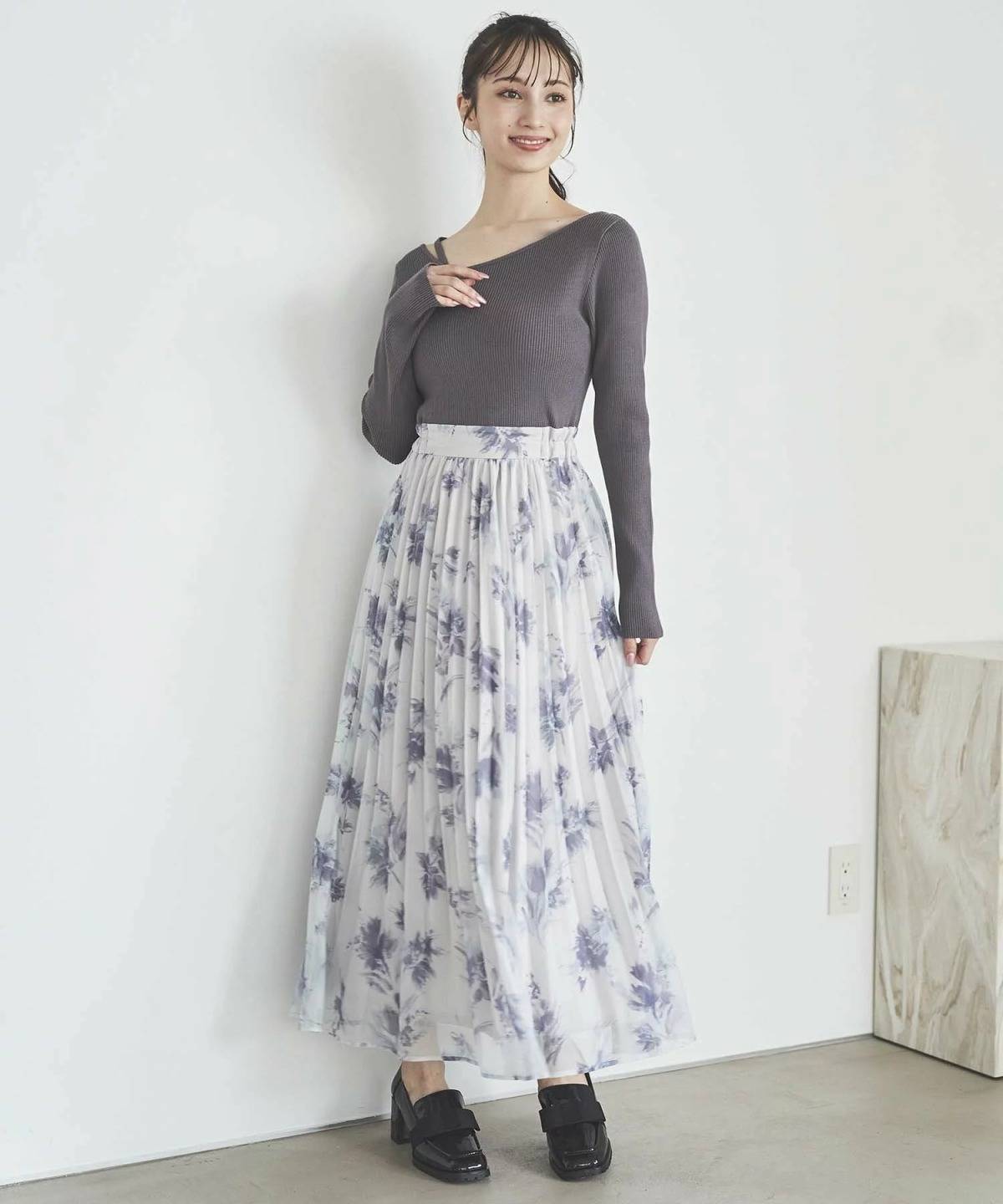 31 Sons de mode ニットドッキングフラワープリーツワンピース