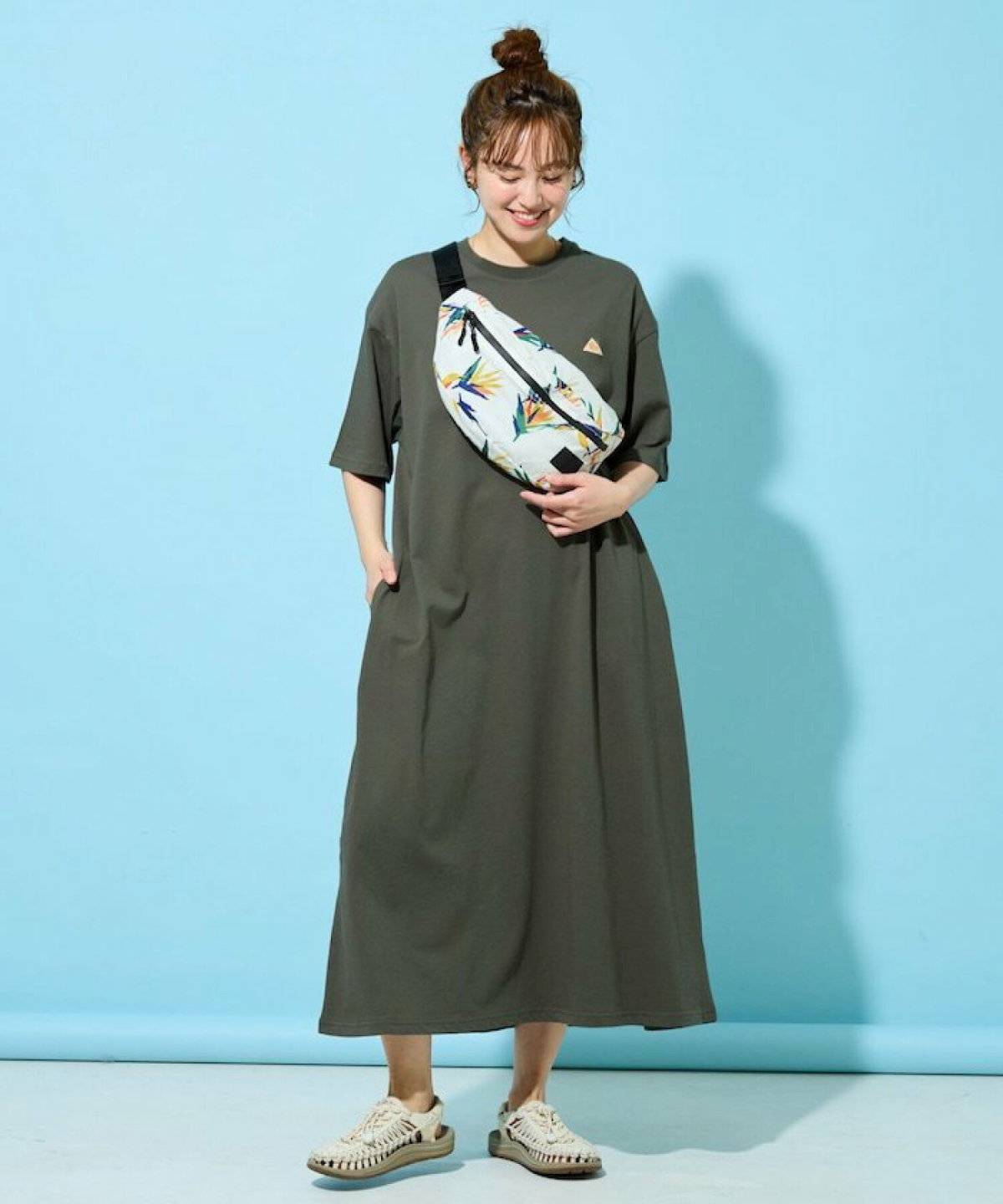 シャツワンピースを使ったコーデ