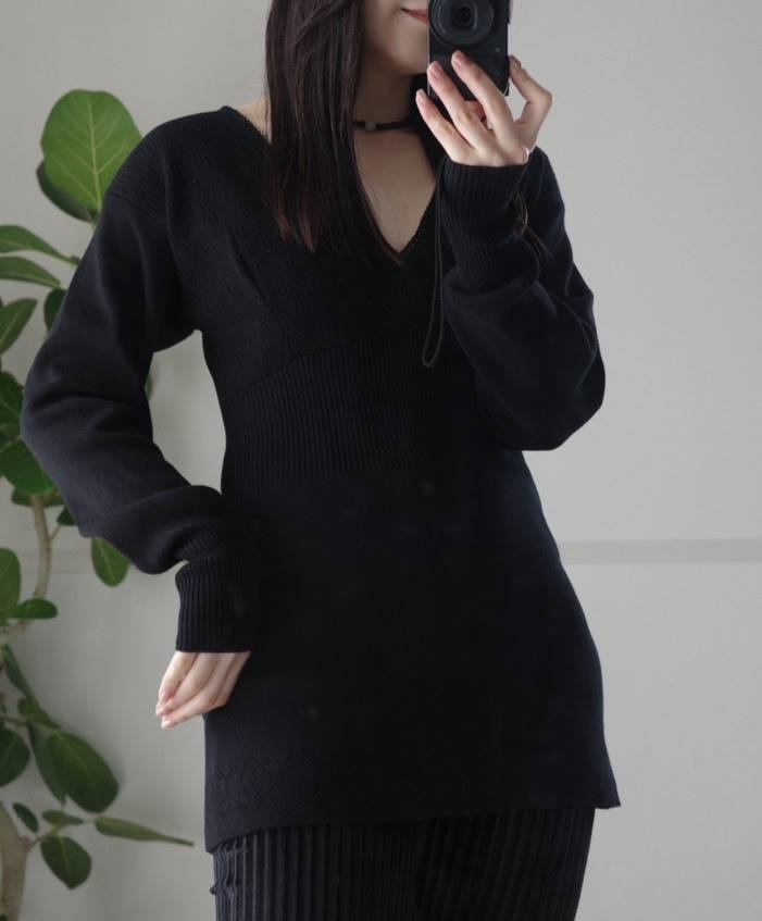 crinkle crinkle crinkleのgeometric jacquard knit