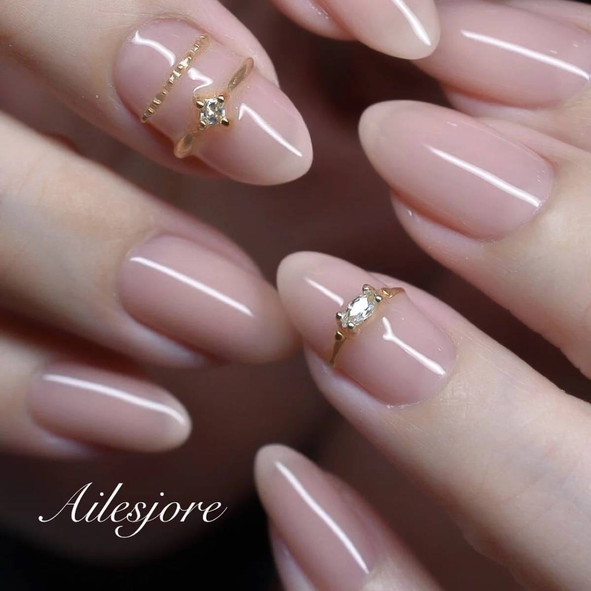 ワンポイントのリングネイル