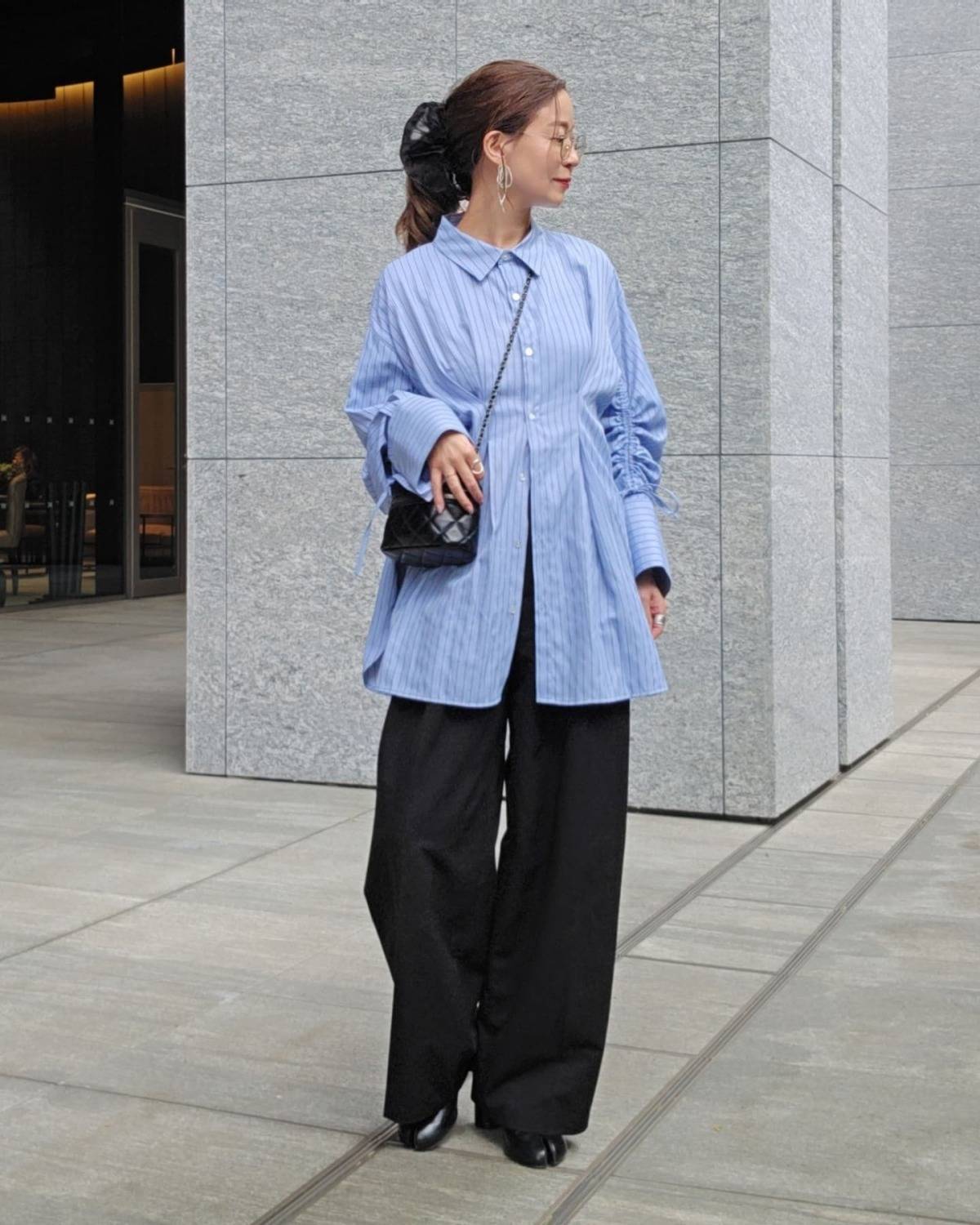 チュニック丈のシャツを合わせる!