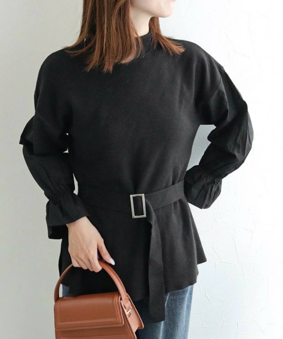 Pierrot ベルト付きドッキングニット