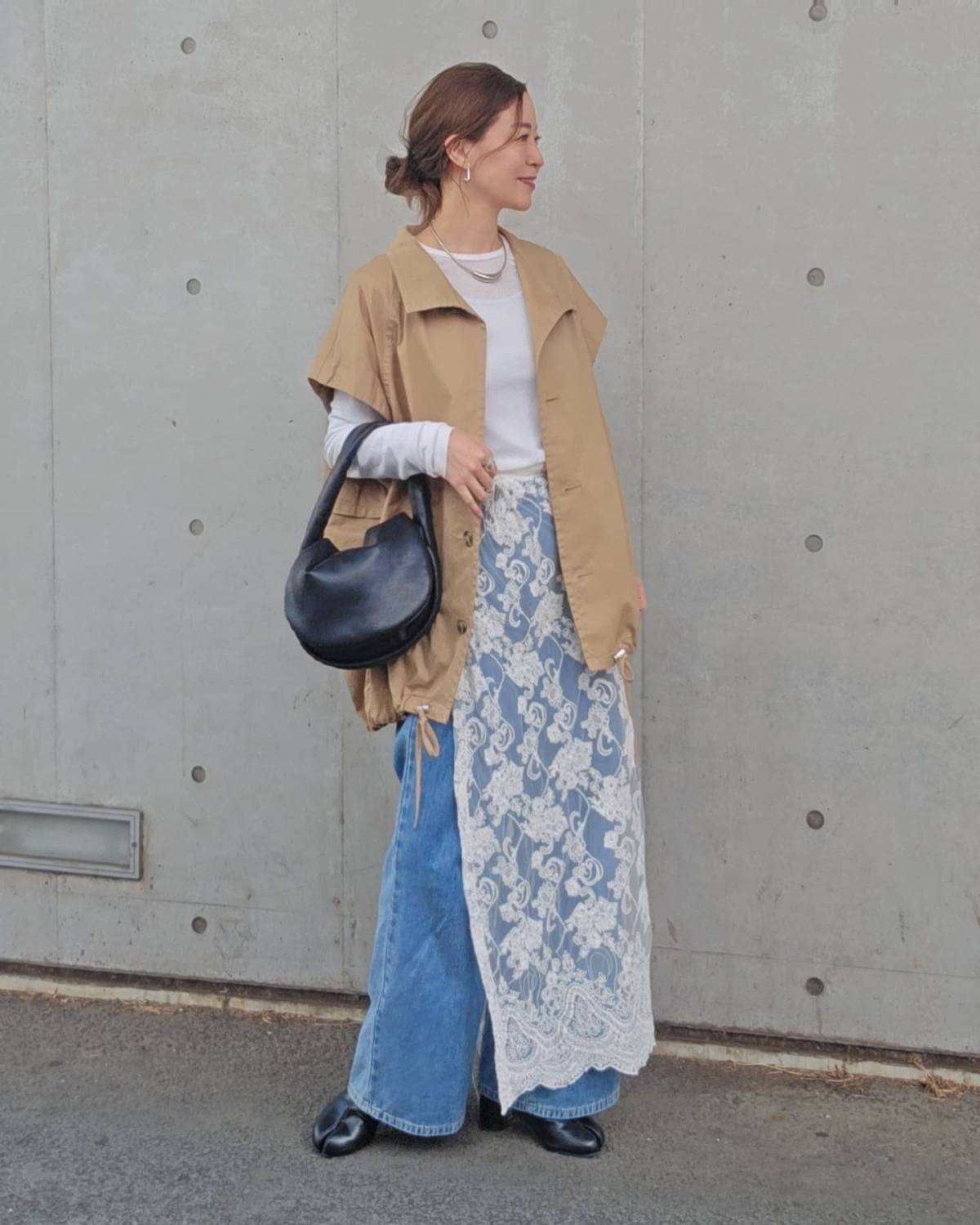 レーススカートを重ね着する♡