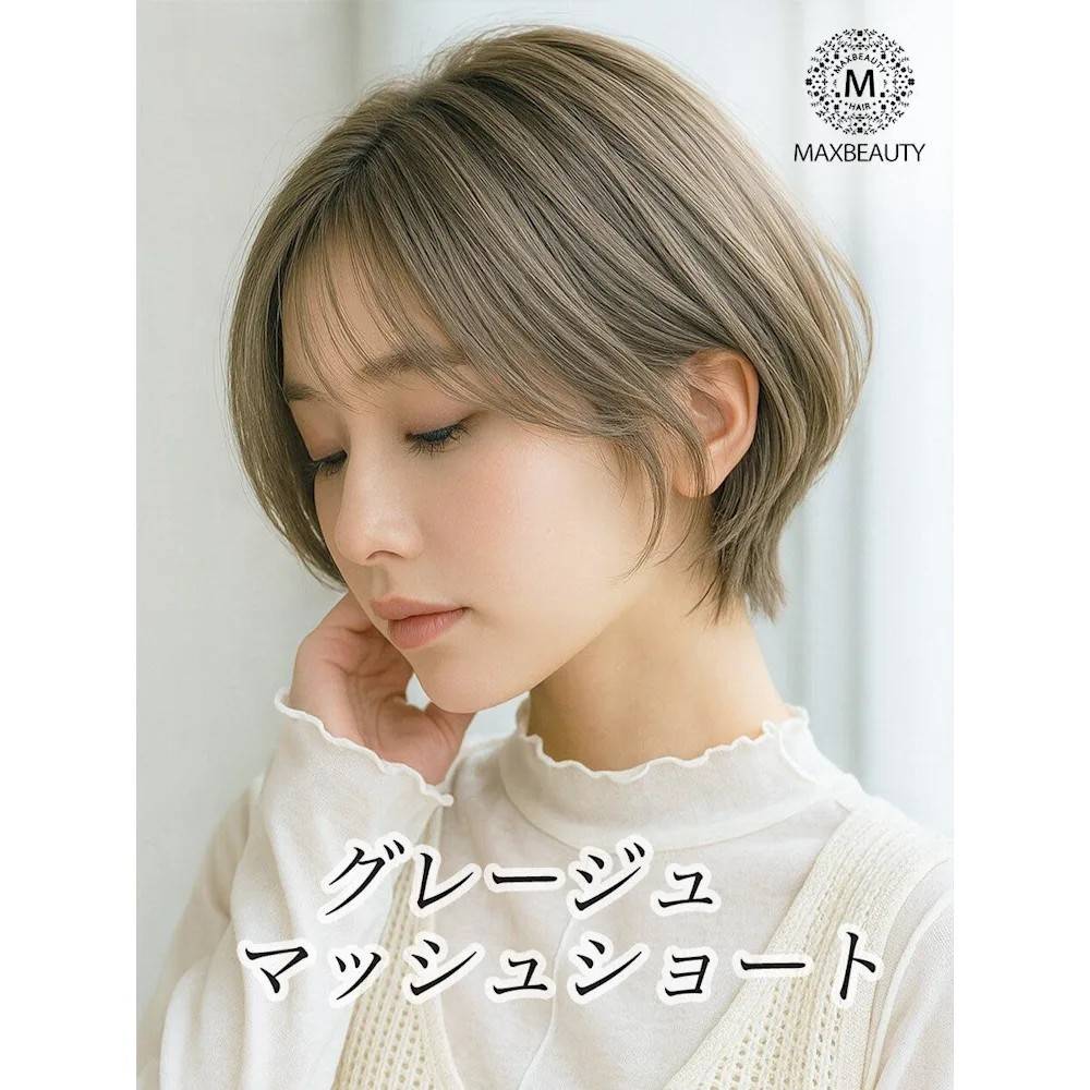 透明感グレージュのマッシュショート
