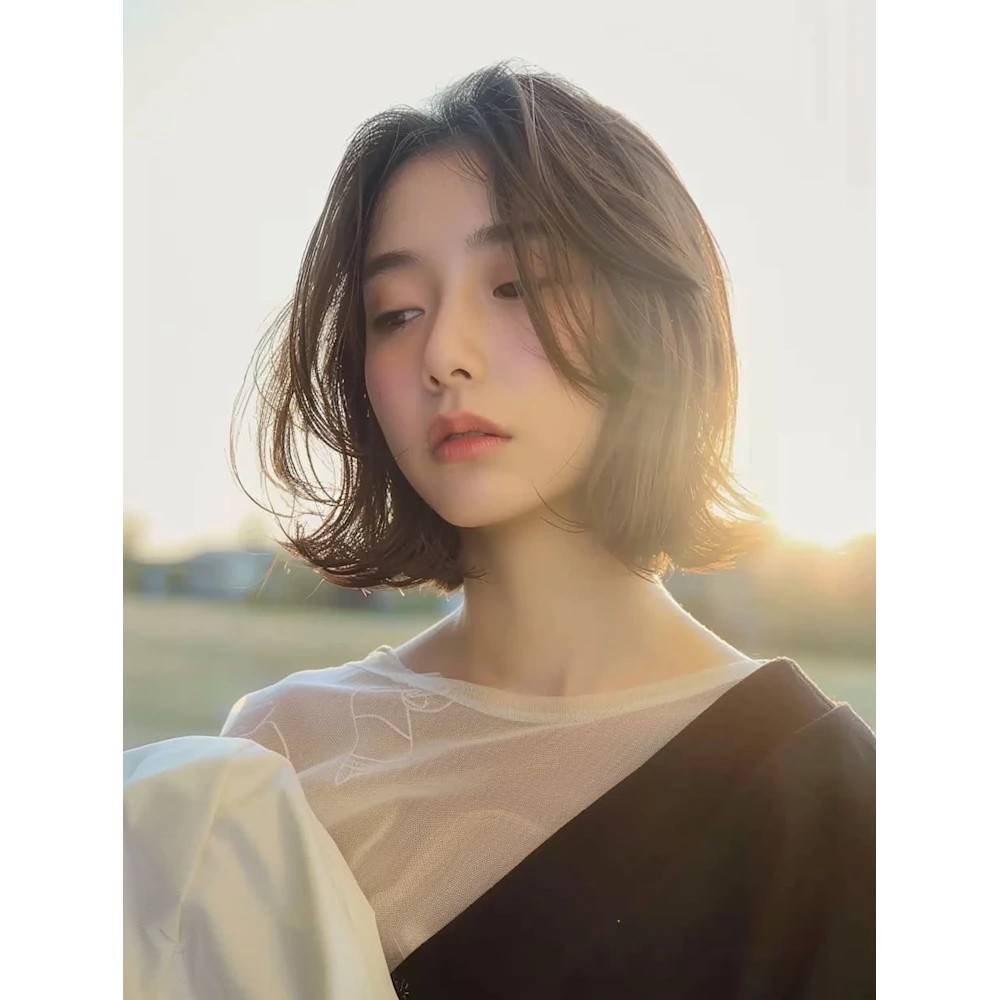 センターパートのボブルフヘア