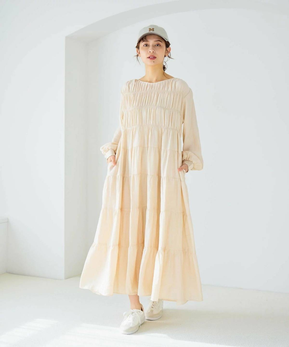 studio CLIP ダブルフロントティアードワンピース