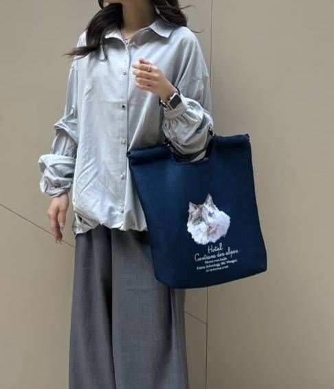 アニマル刺繍のメッシュバッグ