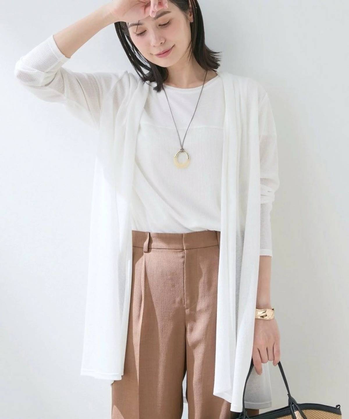 INDIVI シアースストライプカーディガン