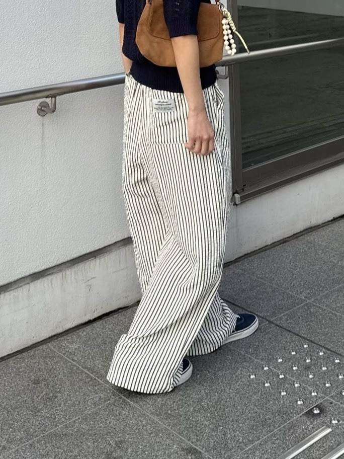 ストライプリネンパンツ