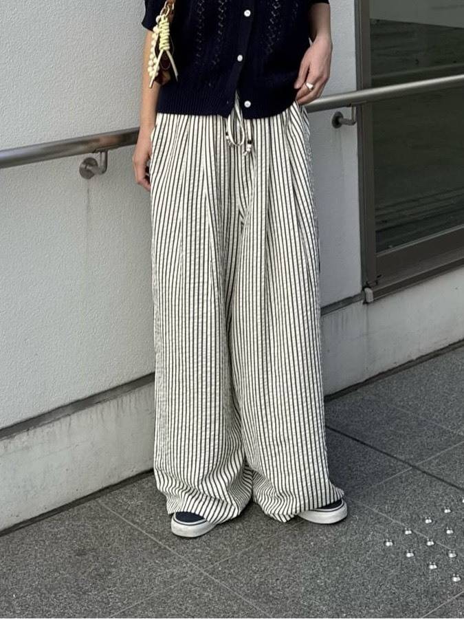 ストライプリネンパンツ