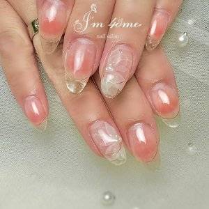  ピーチピンクネイル 