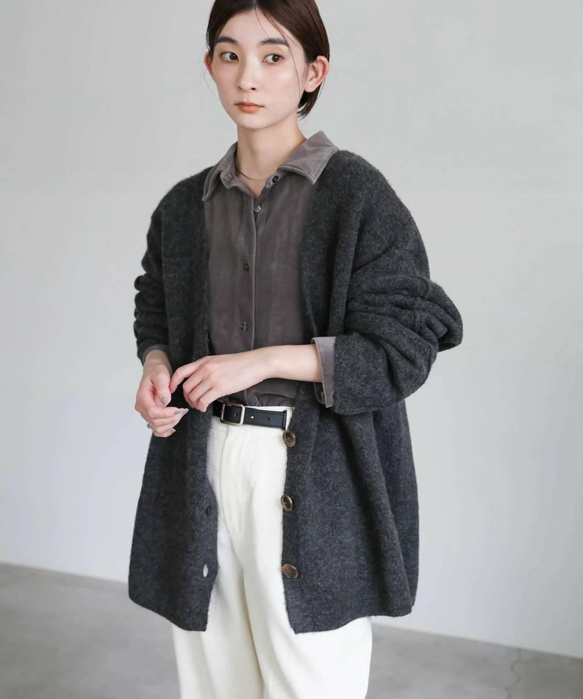 SELECT MOCA スリーブリンキングVネックカーディガン