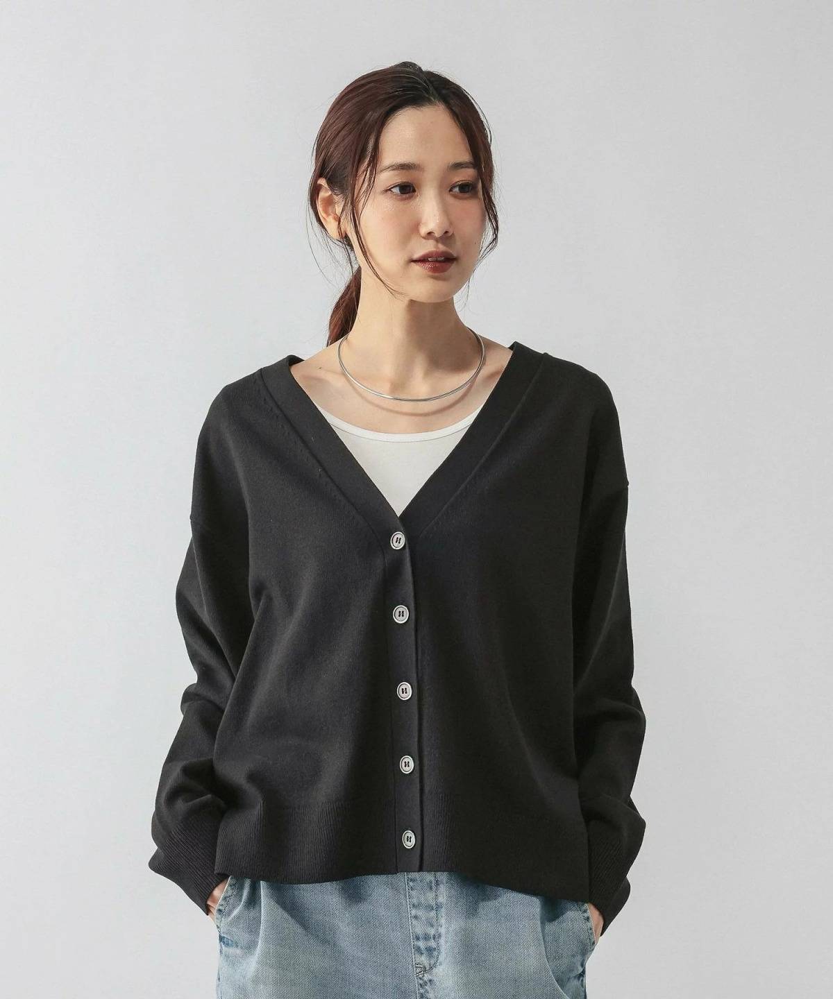 GLOBAL WORK ドライタッチVネックカーディガン長袖