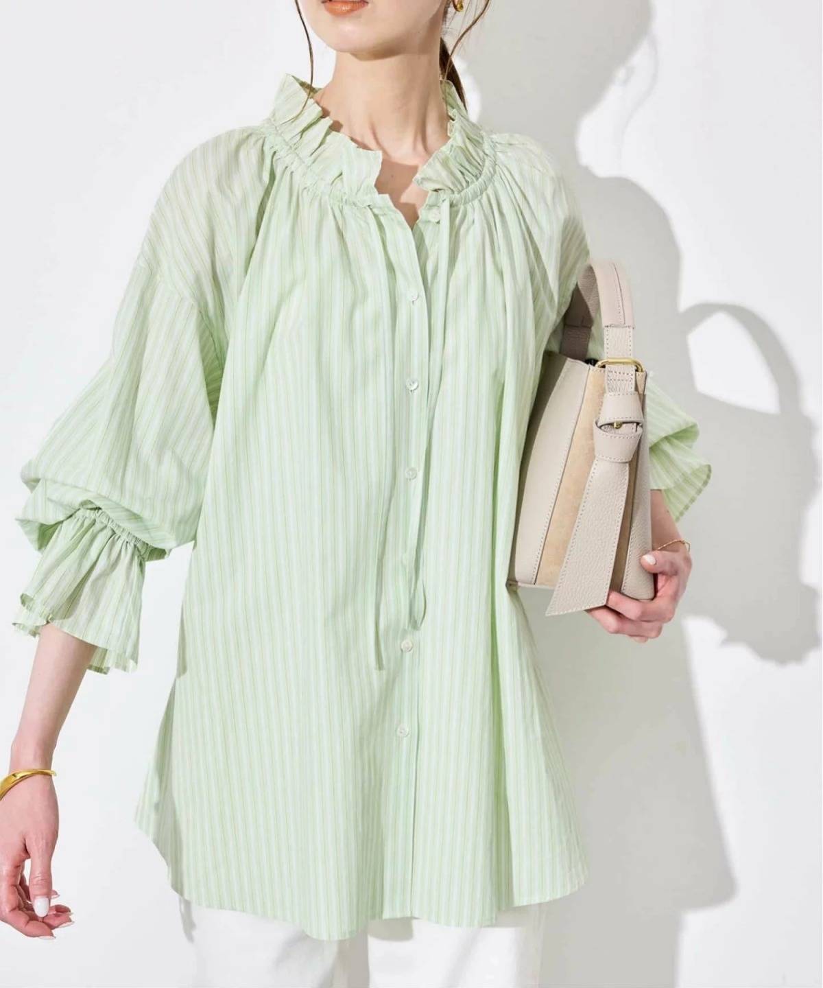 SLOBE IENA タイプライターフリルブラウス