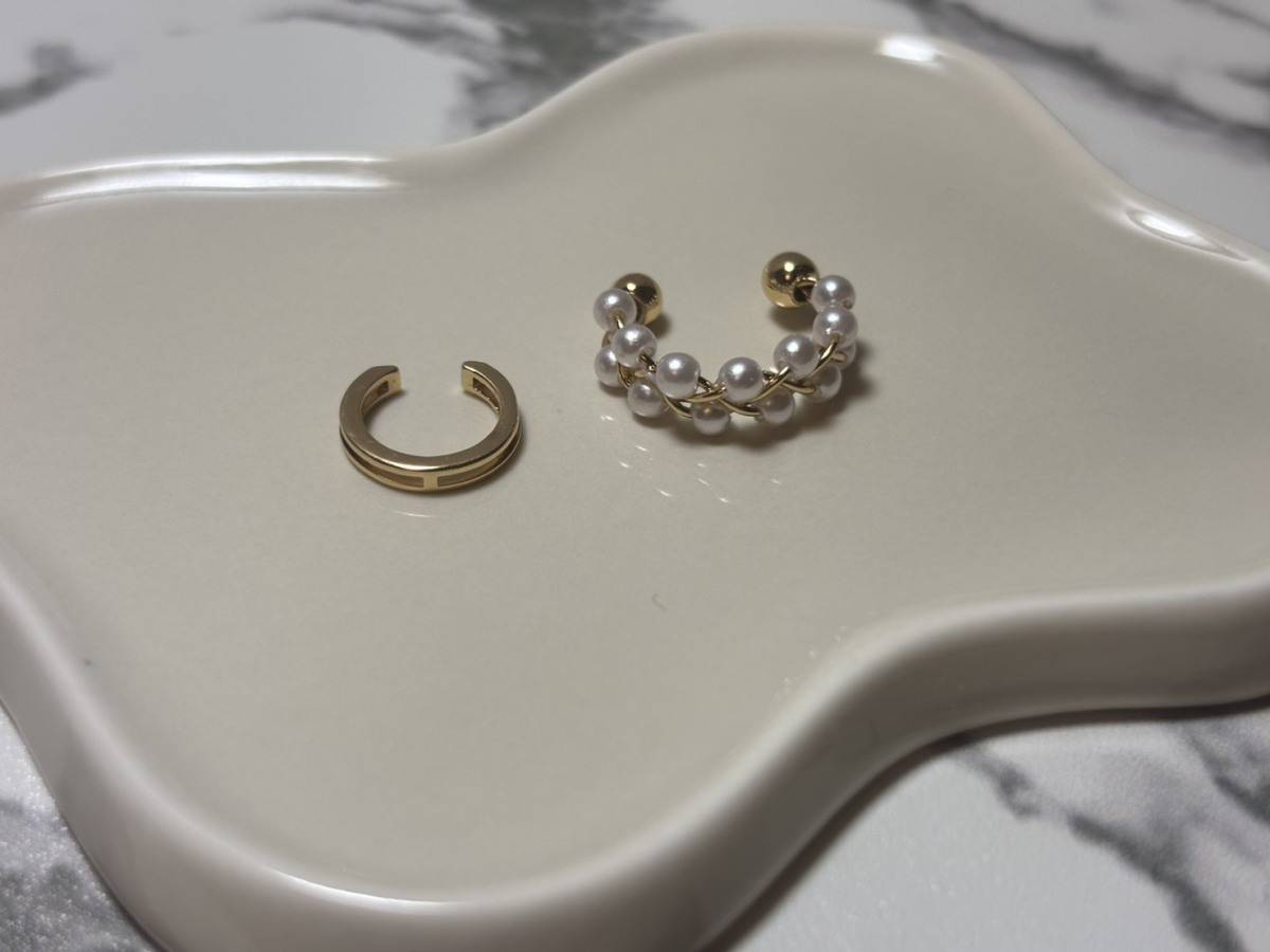 3COINS パール編みイヤカフ2個セット デザイン&質感チェック①