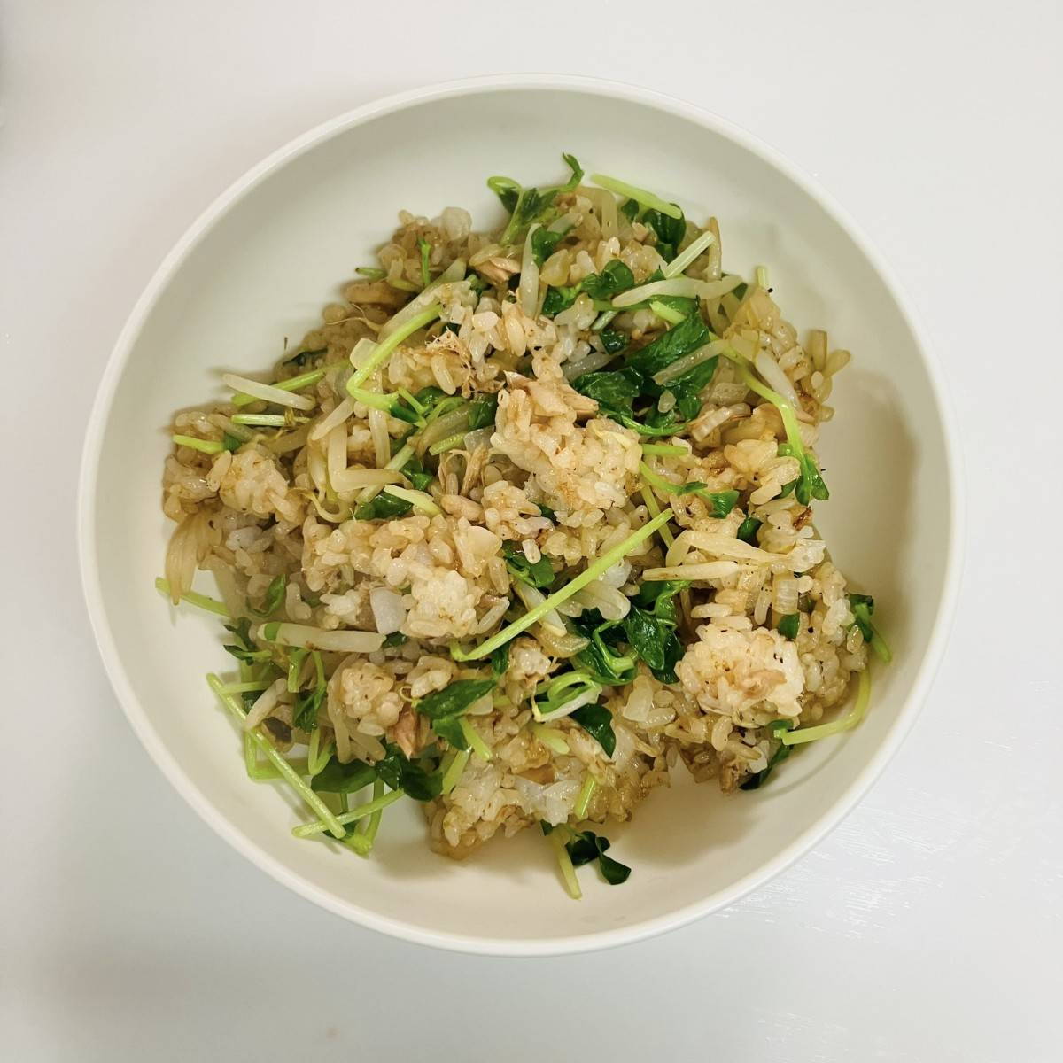 JAグループ公式の「もやしと豆苗のツナ炒めごはん♪」のレシピ