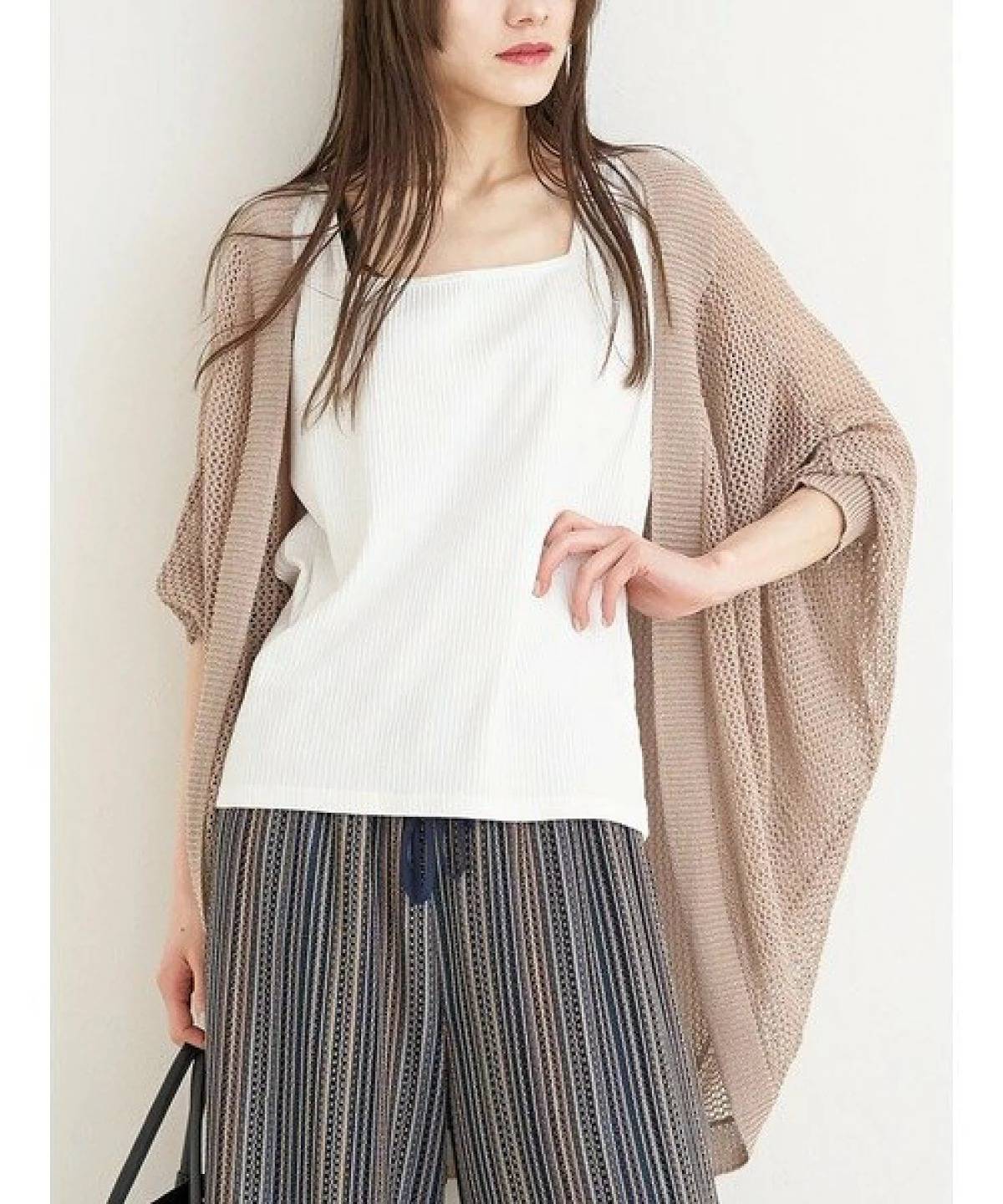 Re-J&SUPURE メッシュニットドルマンカーディガン