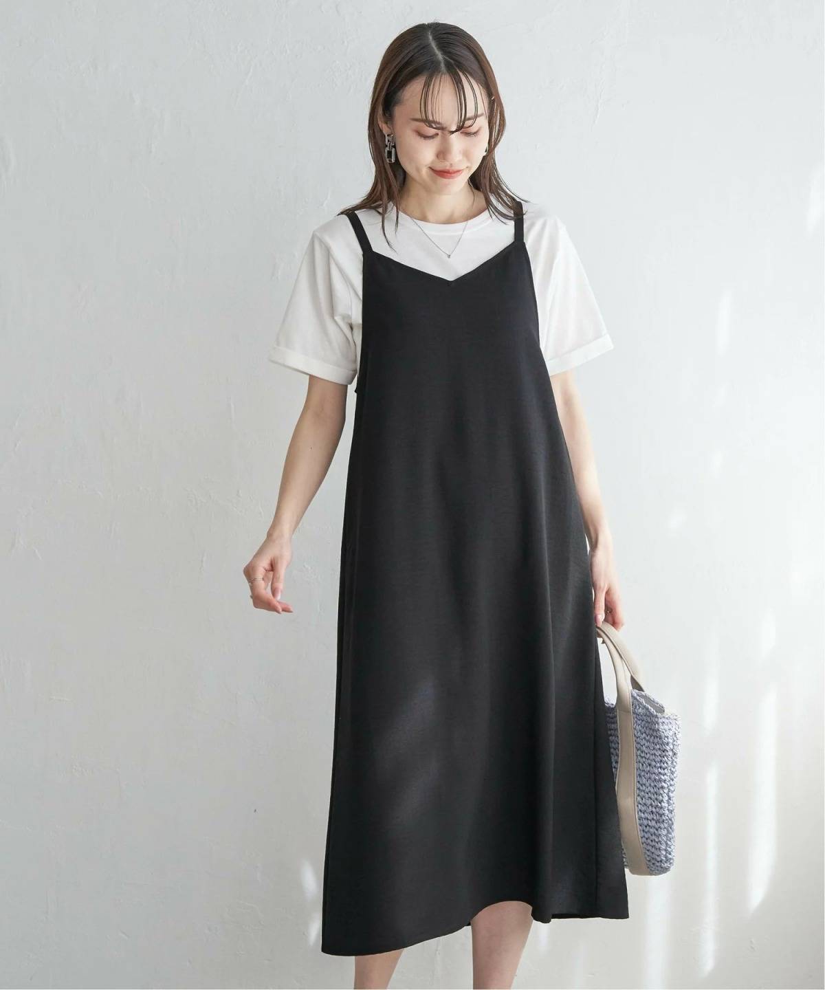 ikka リネンライク2WAYキャミワンピセット