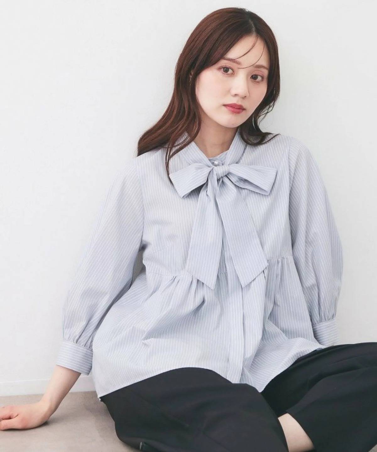 index 2WAYペプラムブラウス/ボウタイ取り外し可