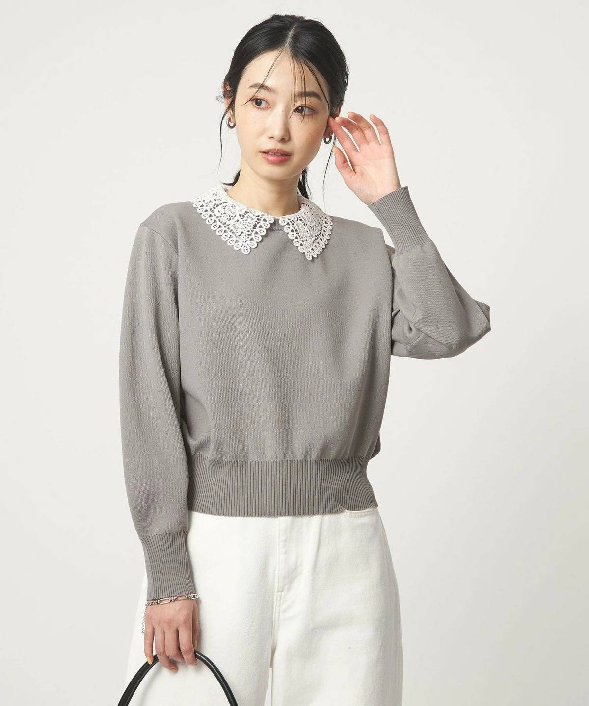 UNITED ARROWS green label relaxing エリレース 2WAY ニット プルオーバー ウォッシャブル