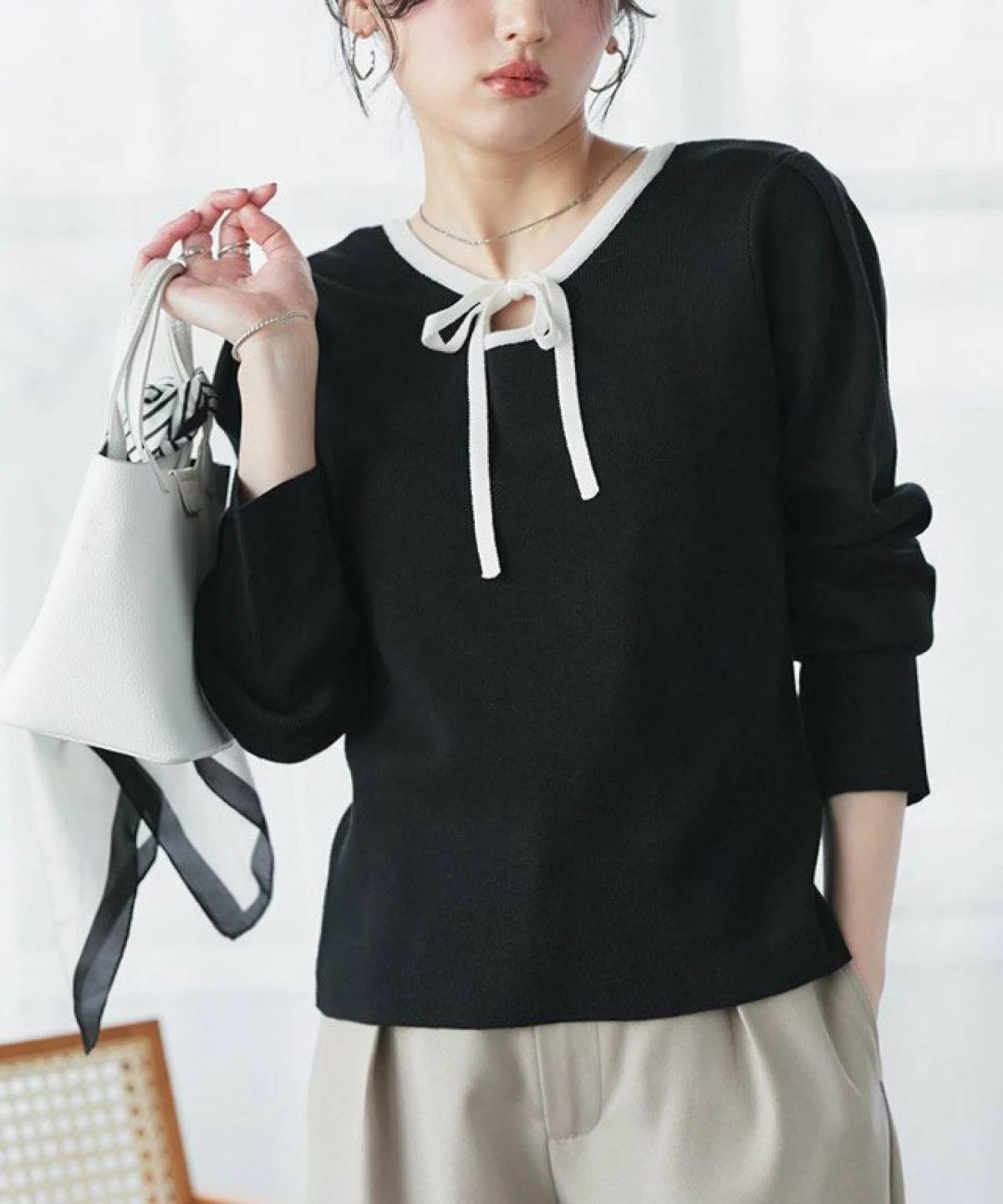 Pierrot 前後2wayパフスリーブニット