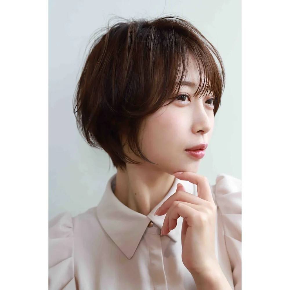 下重心な丸みショートボブ