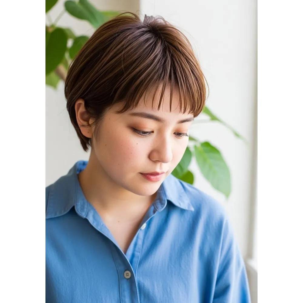 オン眉×シャギーショート