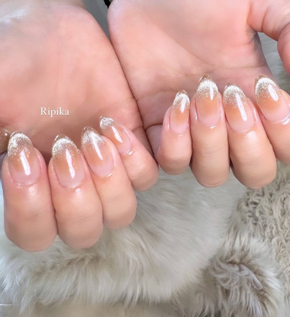 オレンジベージュネイル