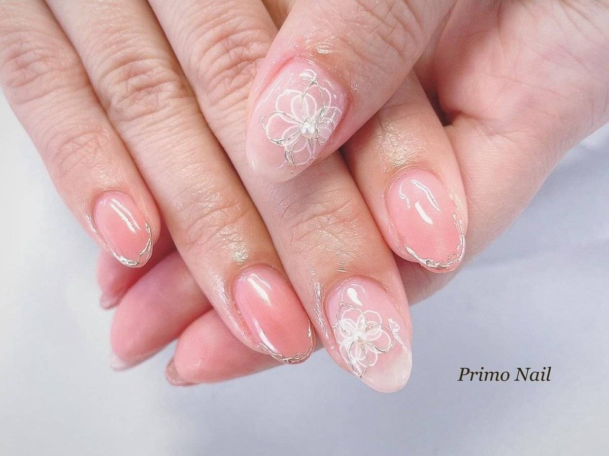 オレンジピンクネイル