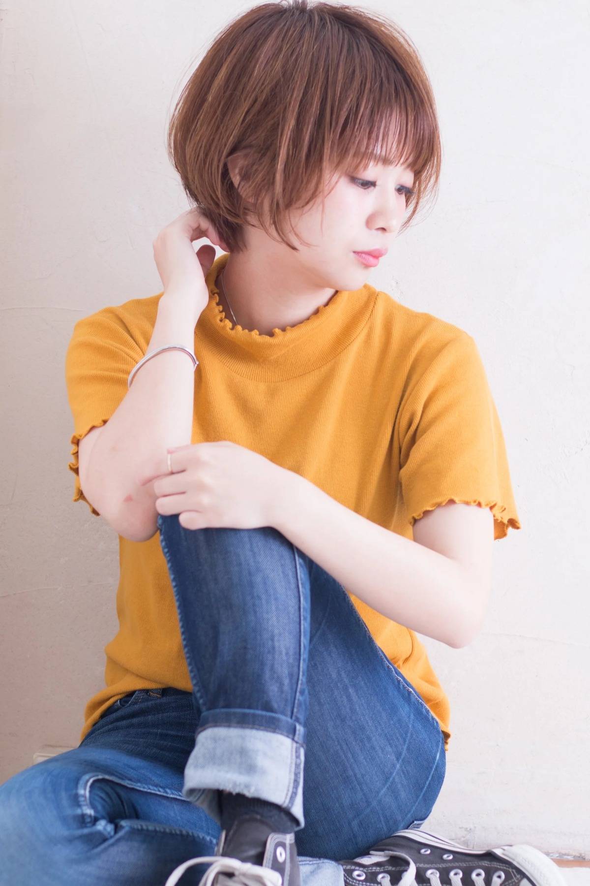 前下がりシルエットショート