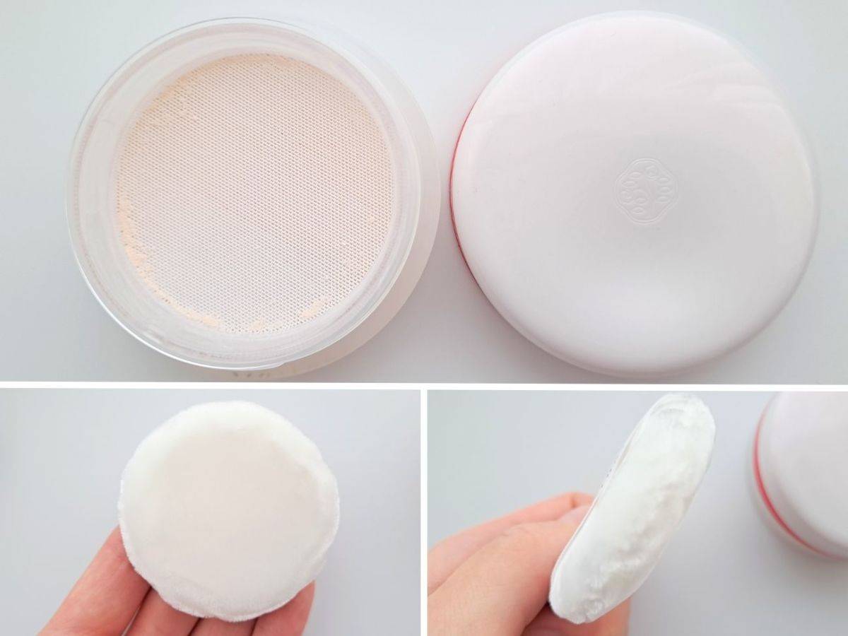 SHISEIDO エッセンス スキンセッティング パウダー 01 Hydrating GLOWの容器とパフ