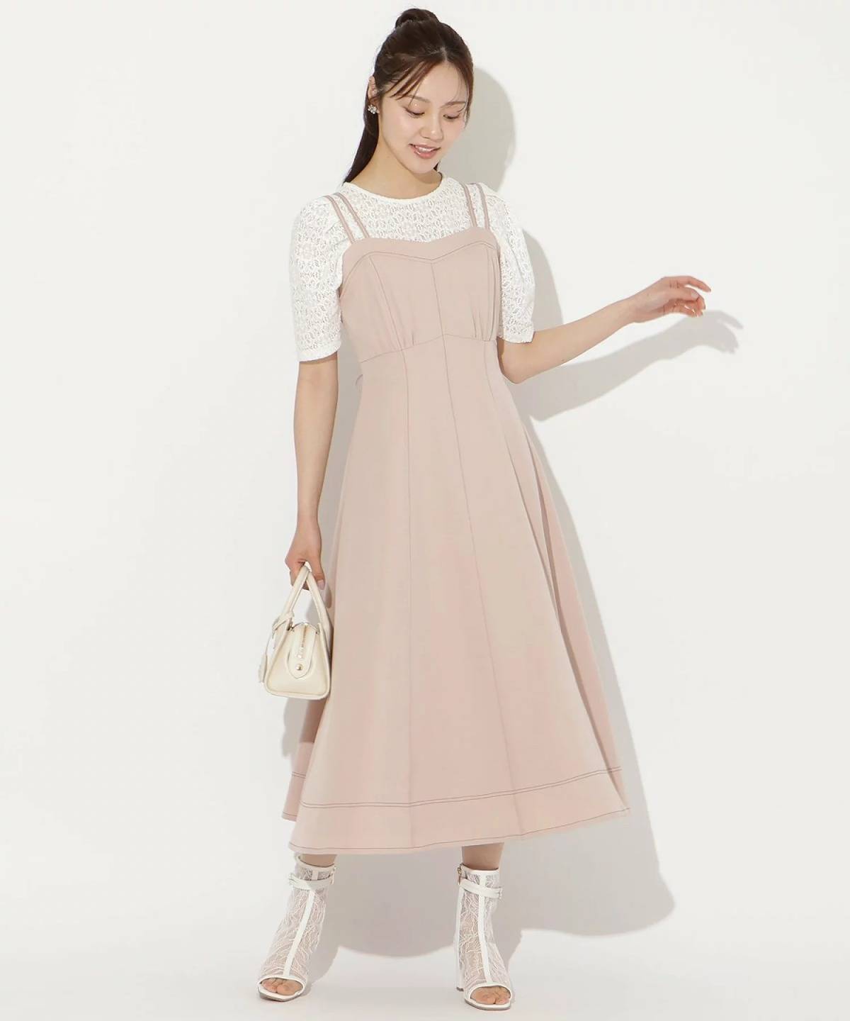 WILLSELECTION ステッチデザインフレアキャミワンピース