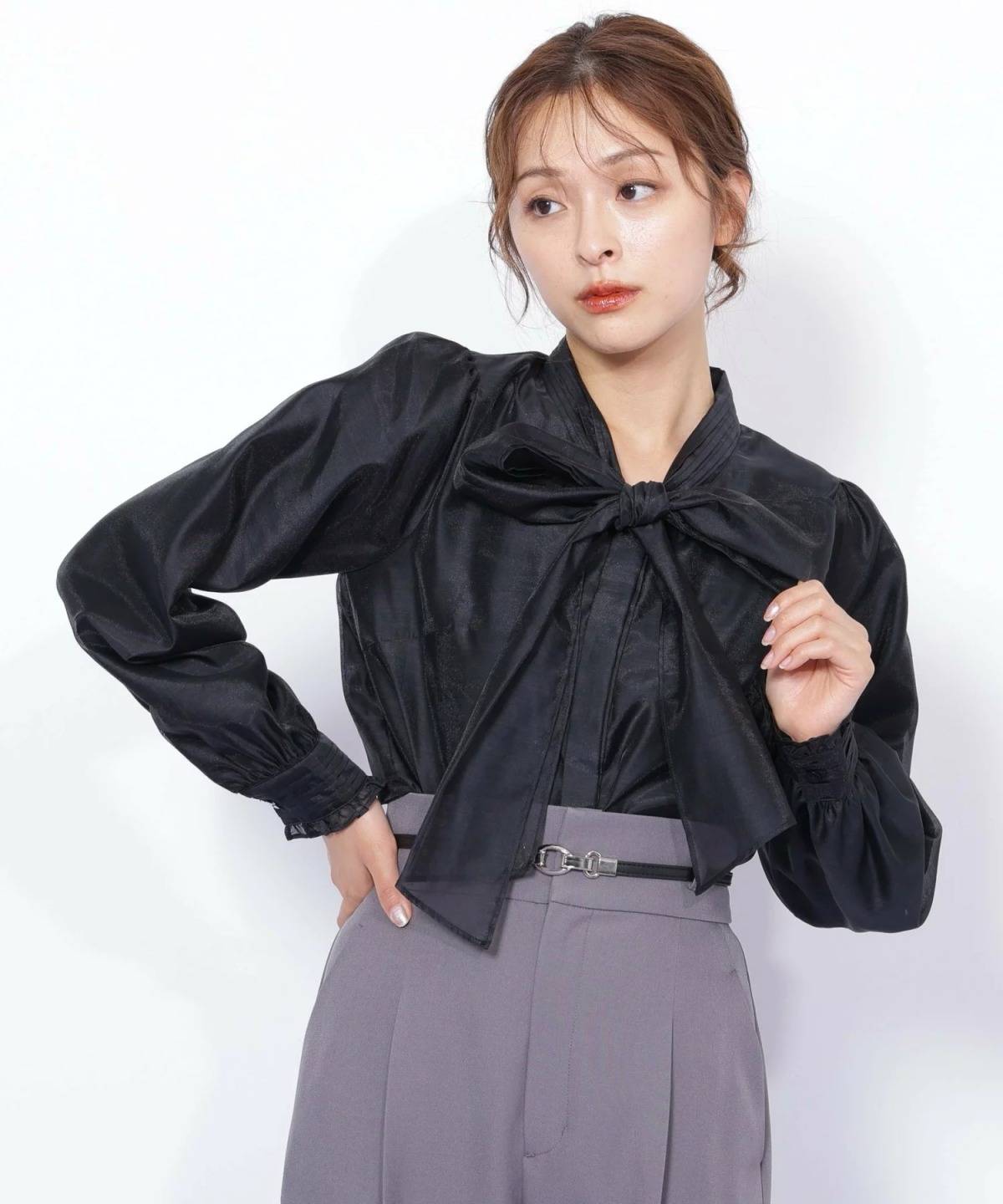 JILL by JILL STUART ピンタックビッグリボンブラウス